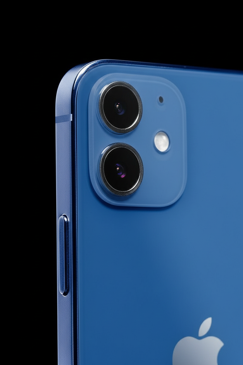 Close-up iPhone 12 dual camera and flat frame