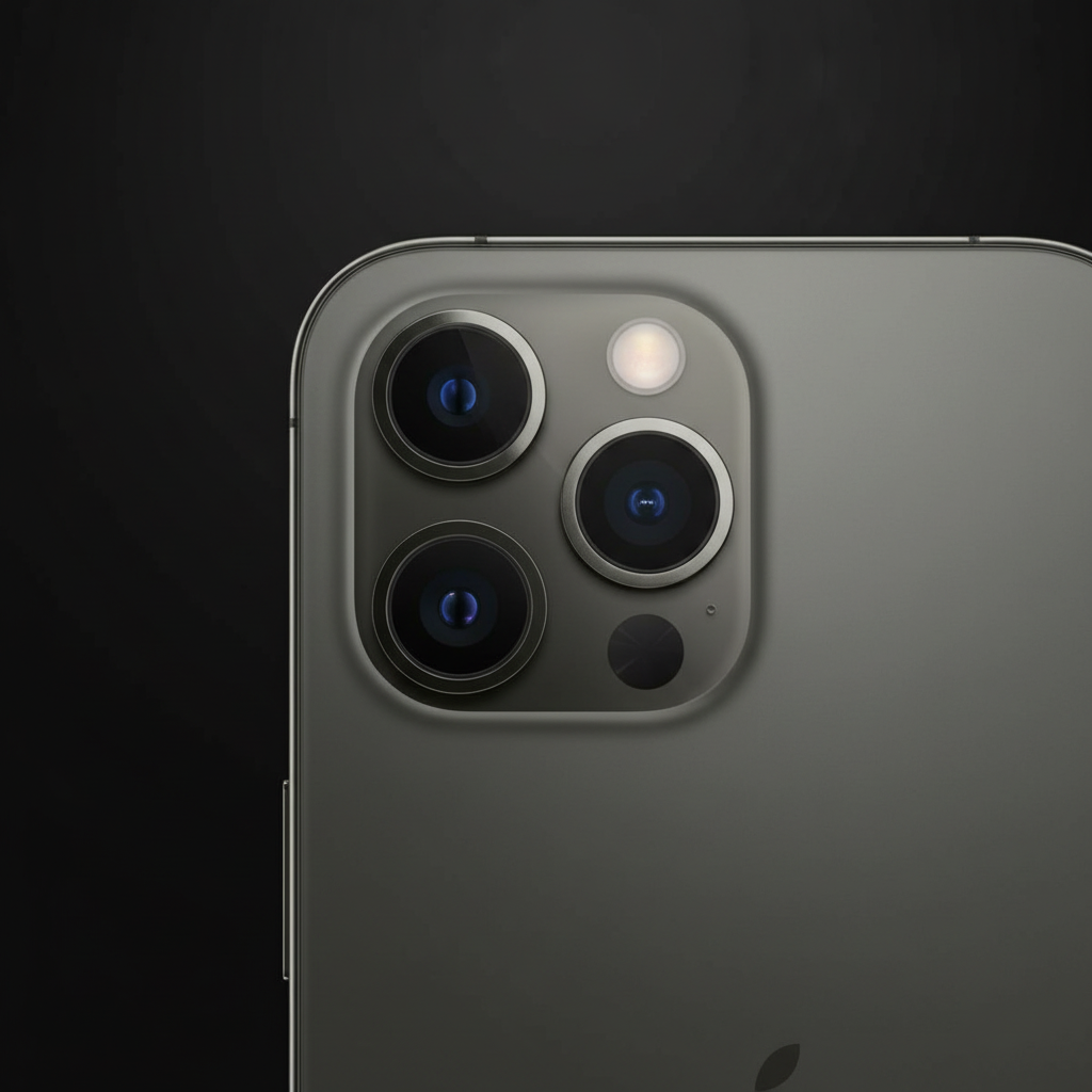 Close-up iPhone 12 Pro Max triple camera with LiDAR