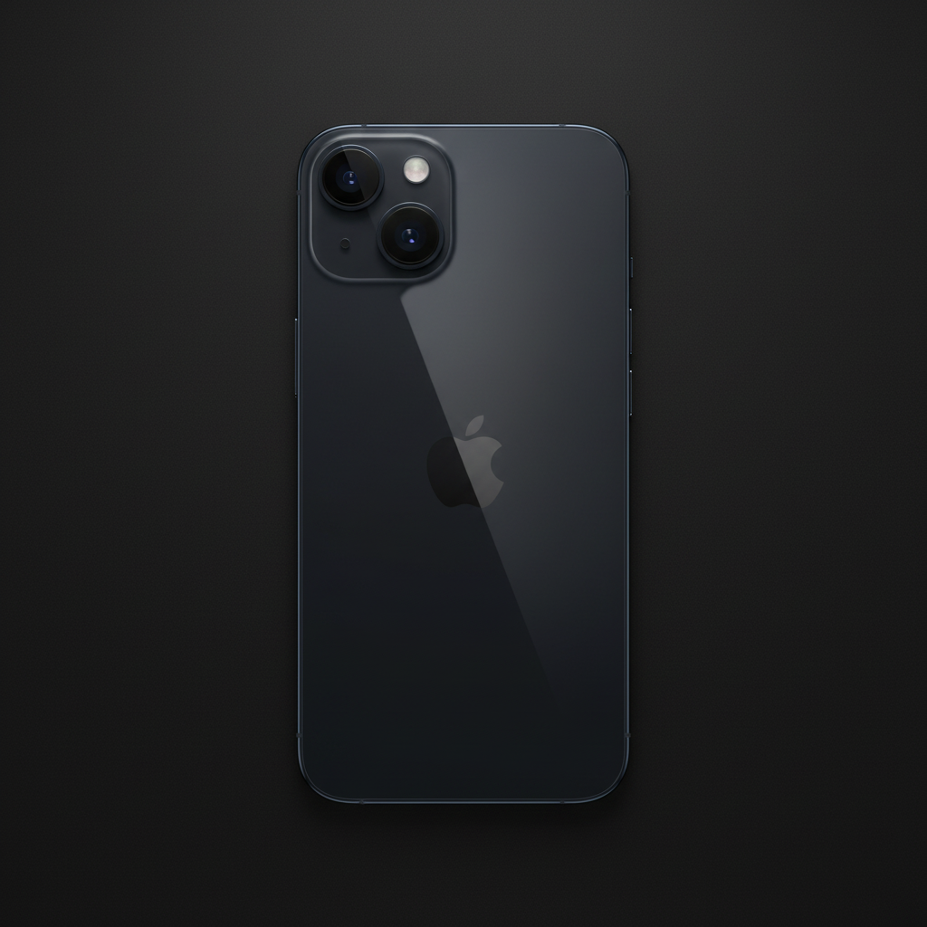 Flat-lay iPhone 14 midnight corrected