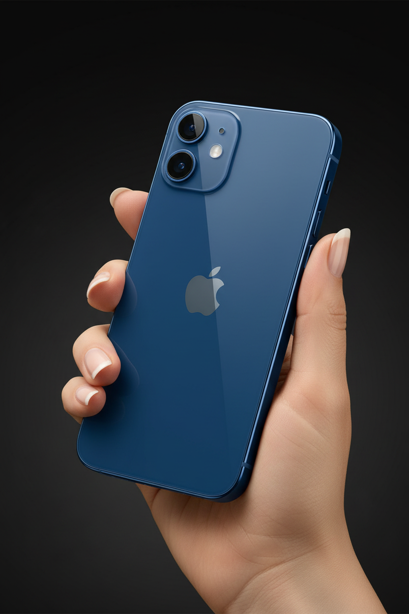 In-hand iPhone 12 blue