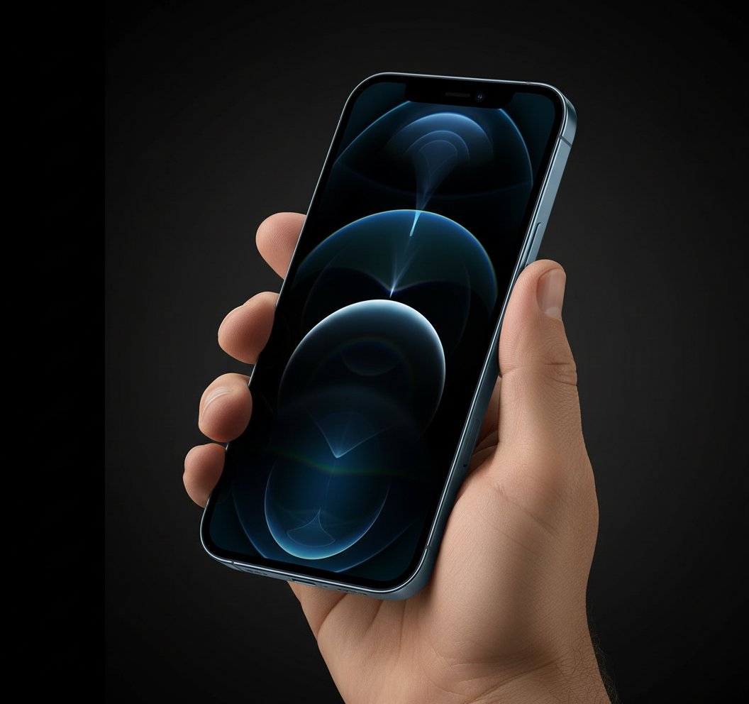 In-hand iPhone 12 Pro pacific blue