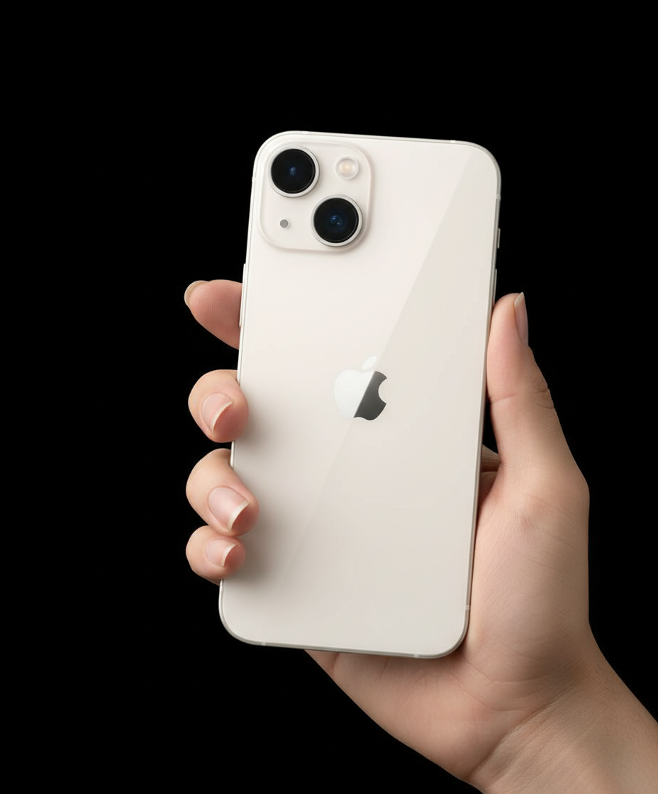 In-hand iPhone 13 starlight