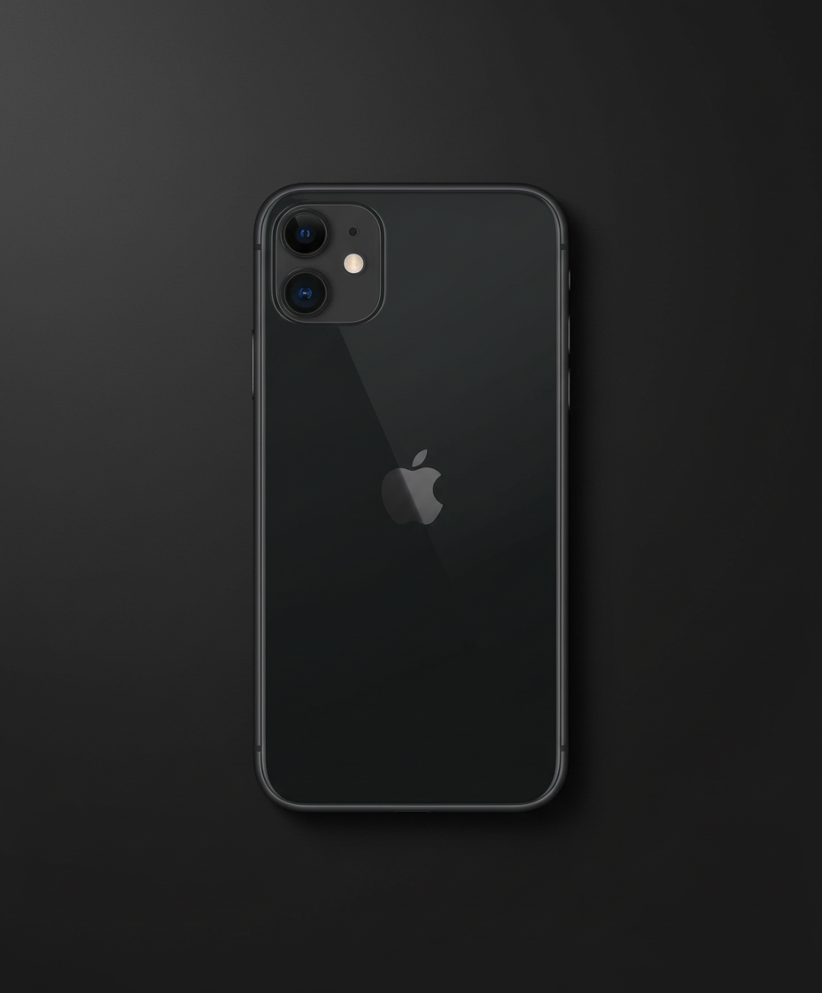 iPhone 11 Black back view flat-lay