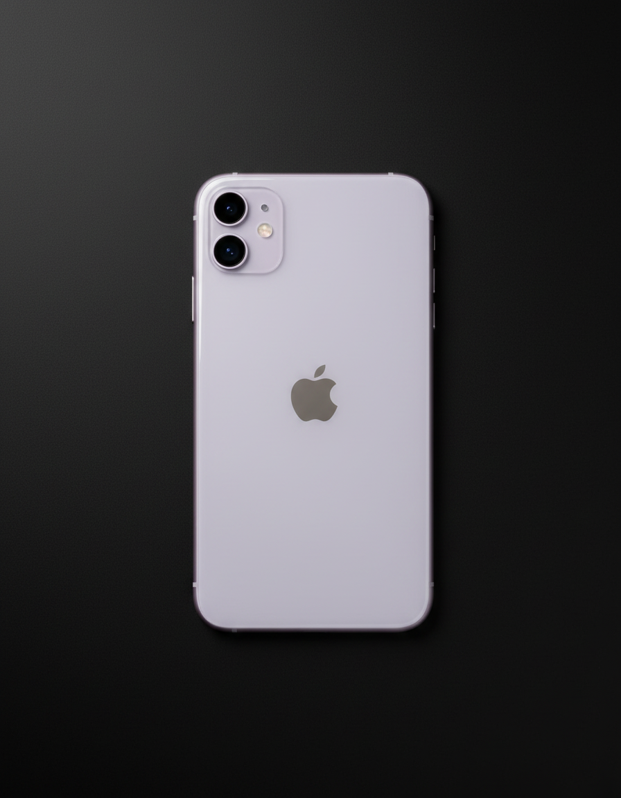 iPhone 11 Purple back view flat-lay